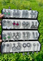 16 PC OXIDISED JHUMKA + BLACK  BOX