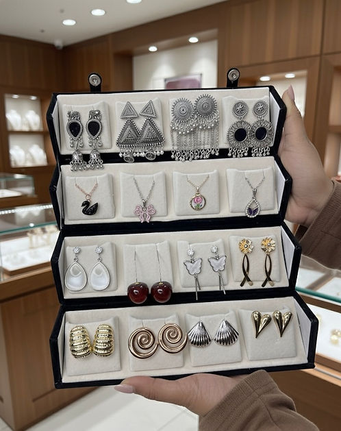 box 33 Luxury Designer Jhumka Earrings Combo Set (16 Pairs) with Premium Display Box - Image 1