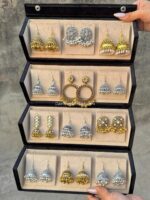 Luxury Gold & Oxidised Jhumka Earrings Combo Set 💎✨ - Image 2