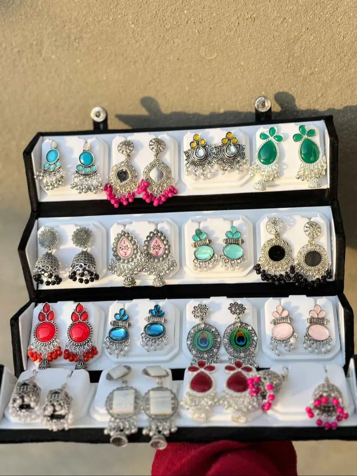 jhumka 46 INDO-WESTERN 16 PCS JEWELLERY + BLACK BOX - Image 1